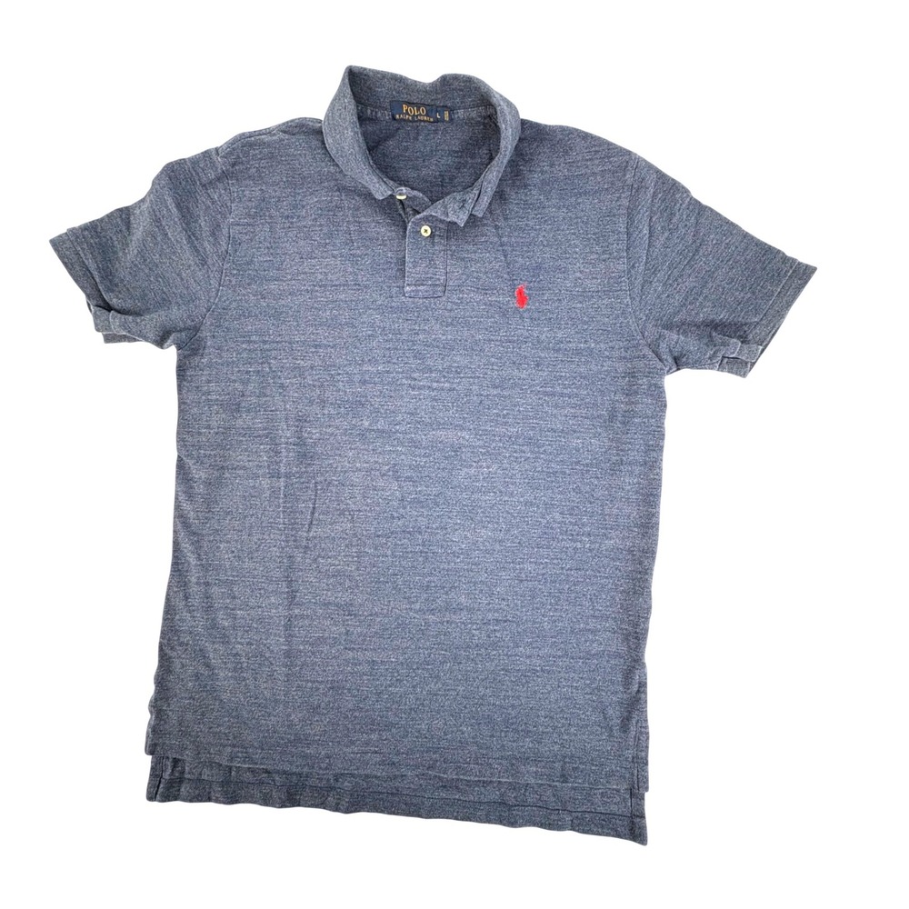 Polo‎ Ralph Lauren Men's Blue Heathered  SS Polo Shirt Red Pony Logo Size L